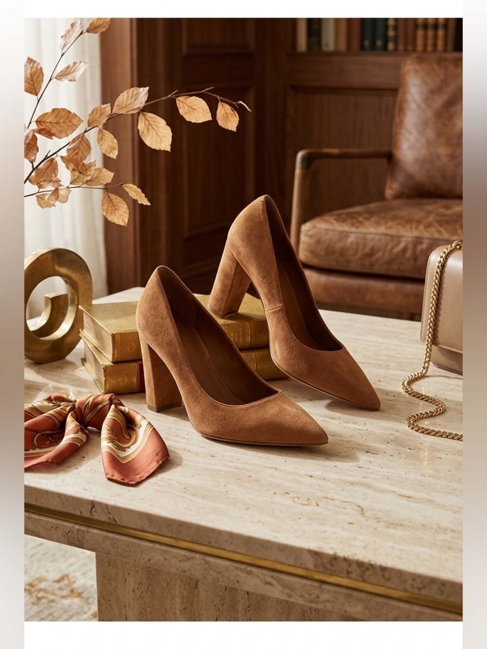 Marc Fisher Abilene Tan Suede Pointed-Toe Pumps